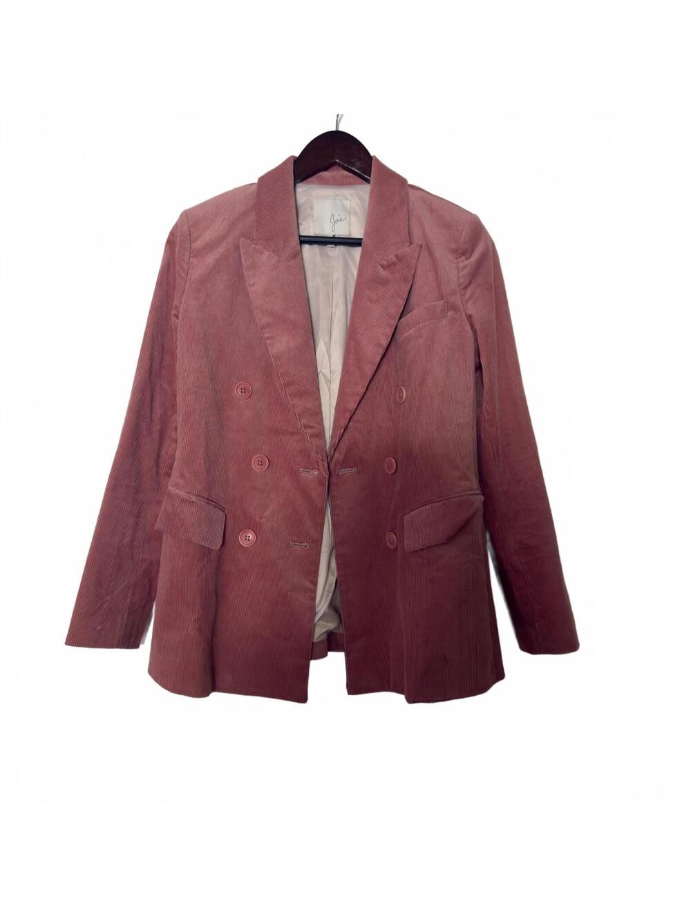 Joie Women's Double Breasted Corduroy Blazer Size 0 Pink Cotton Blend